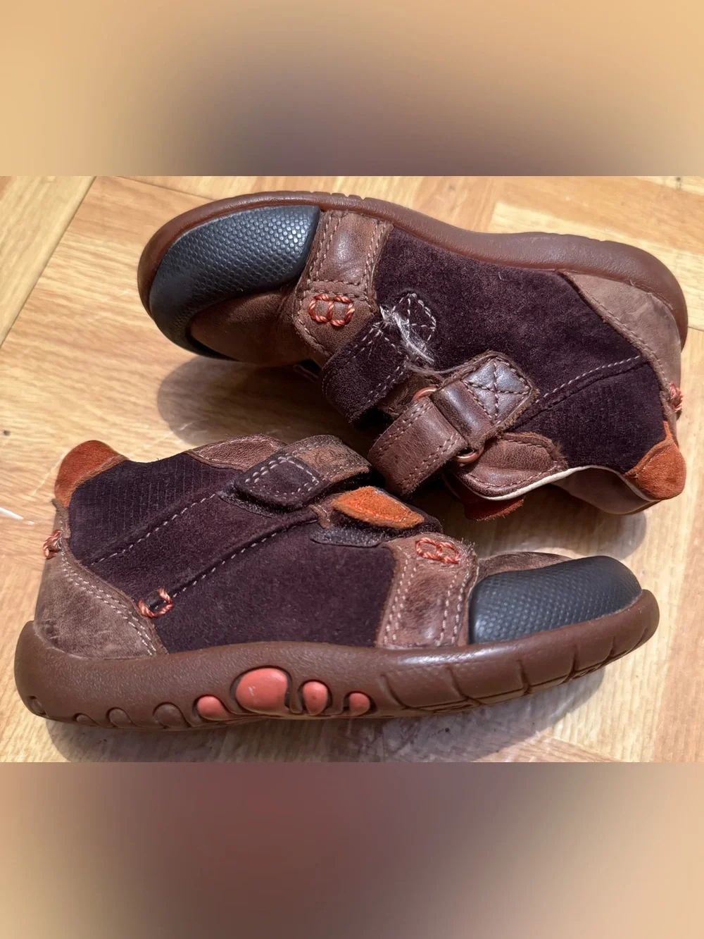 Clarks First Shoes Toddler Boys Brown Leather Suede Mid Top Boots Size 7 MW